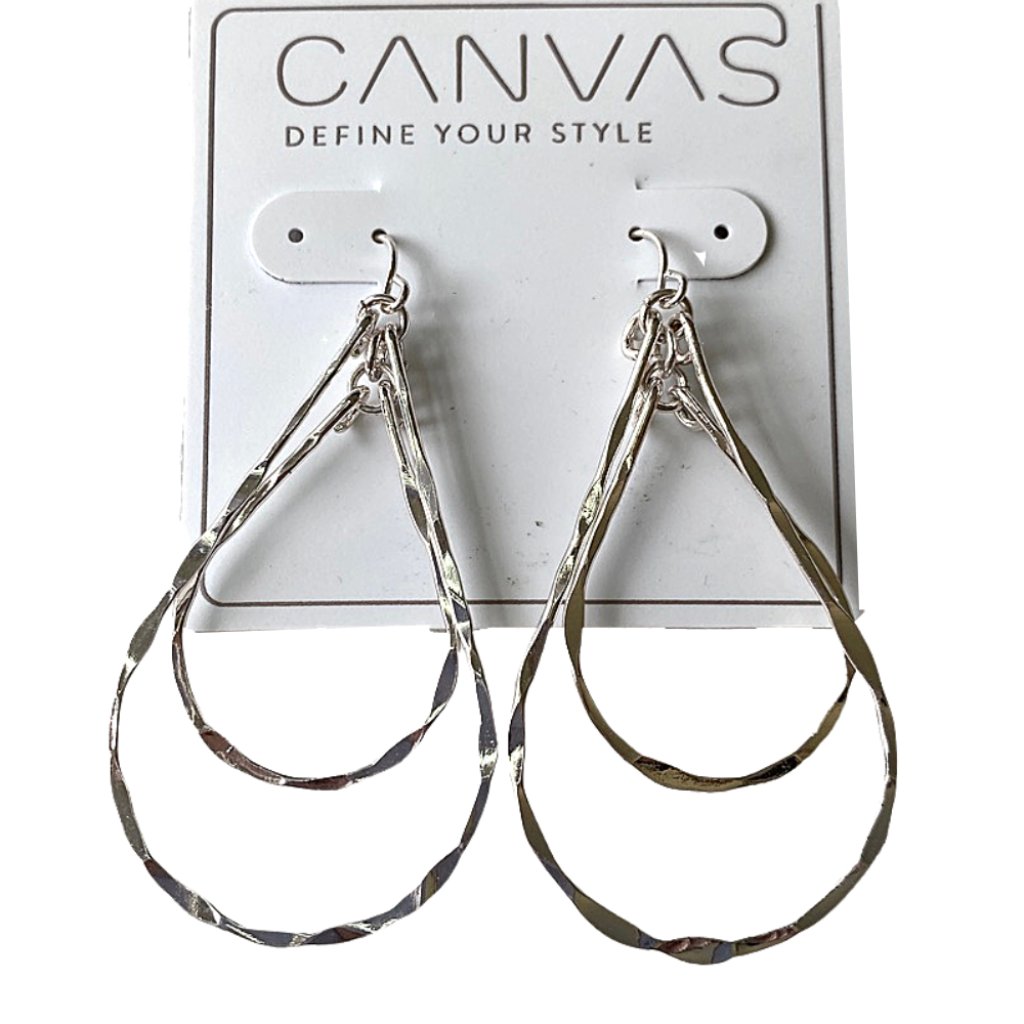 Canvas Silver Double Hoop Earrings
